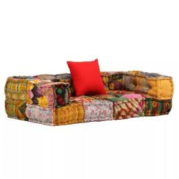 2-seater Modular Pouffe Patchwork Fabric