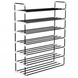 Shoe Rack With 7 Shelves Metal And Plastic Black