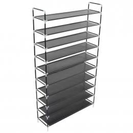Shoe Rack With 10 Shelves Metal And Non-woven Fabric Black