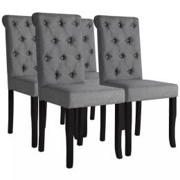 Dining Chairs 4 Pcs Dark Grey Fabric Tufted Button