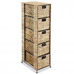 Storage Unit With 5 Baskets 25.5 x 37 x 100cm Water Hyacinth