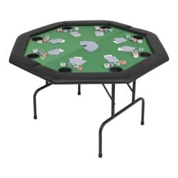 8-player Folding Poker Table 2 Fold Octagonal Green