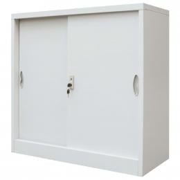 Office Cabinet With Sliding Doors Metal 90x40x90 Cm Grey
