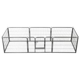 Dog Playpen 8 Panels Steel 80x60 Cm Black