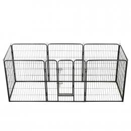Dog Playpen 8 Panels Steel 80x100 Cm Black