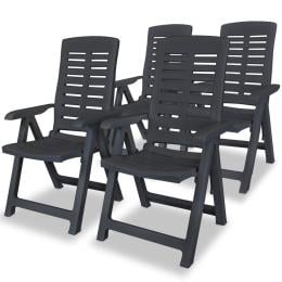 Reclining Garden Chairs 4 Pcs Plastic Anthracite