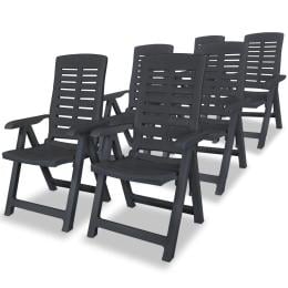 Reclining Garden Chairs 6 Pcs Plastic Anthracite
