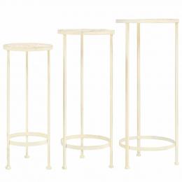 Plant Stand Set 3 Pieces Vintage Style Metal Antique White