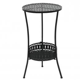 Bistro Table Vintage Style Round Metal 40 x 70cm Black