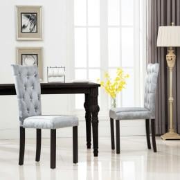 Dining Chairs 2 Pcs Silver Velvet