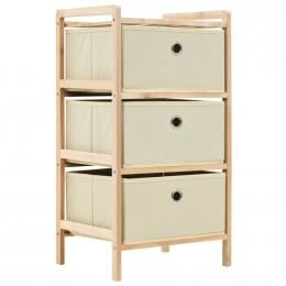 Storage Rack With 3 Fabric Baskets Cedar Wood Beige