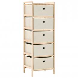 Storage Rack With 5 Fabric Baskets Cedar Wood Beige