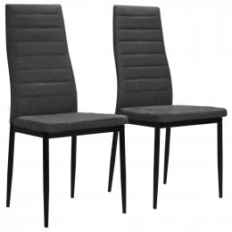 2 Pcs Dining Chairs Dark Grey Fabric