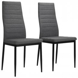 2 Pcs Dining Chairs Light Grey Fabric