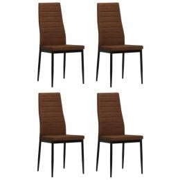 Dining Chairs 4 Pcs Brown Fabric Tufted Brown