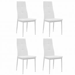 Dining Chairs Wooden Frame 4 Pcs White Faux Leather