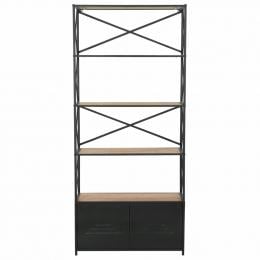 Bookcase Solid Firwood And Steel 80x32.5x180 Cm