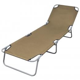 Foldable Sunlounger With Adjustable Backrest Taupe