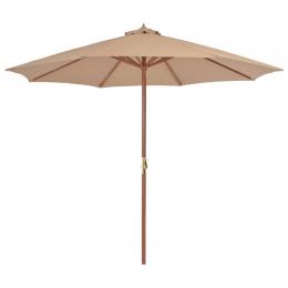 Outdoor Parasol With Wooden Pole 300 Cm Taupe