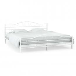 Bed Frame White Metal 137x187 Cm