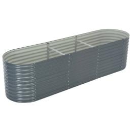 Garden Raised Bed 320 x 80 x 81cm Galvanised Steel Grey