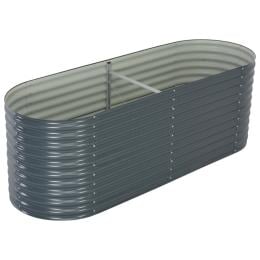 Garden Raised Bed 240 x 80 x 81cm Galvanised Steel Grey
