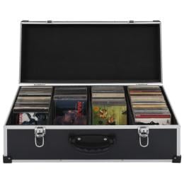 CD Case Storage Chest For 80 CDs Aluminium ABS Black