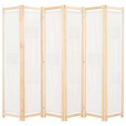 6-panel Room Divider Cream 240x170x4cm Fabric Cream