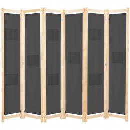 6-panel Room Divider Grey 240x170x4cm Fabric