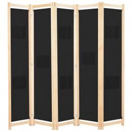 5-panel Room Divider Black 200x170x4 Cm Fabric