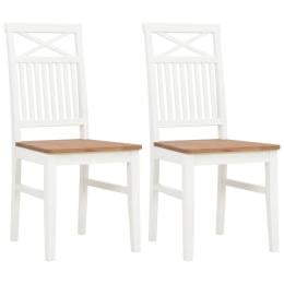 Dining Chairs 2 Pcs White Solid Oak Wood