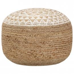 Handmade Pouffe White 45x30 Cm Jute
