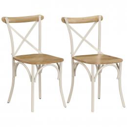 Cross Chairs 2 Pcs White Solid Mango Wood