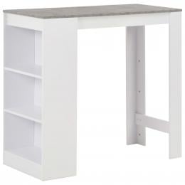 Bar Table With Shelf White with Concrete Colour Table Top 110x50x103 Cm