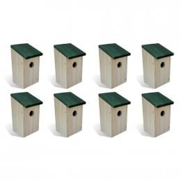 Bird Houses 8 Pcs Wood 12x12x22 Cm