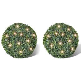 Boxwood Ball Artificial Leaf 35 Cm With Solar Led String 2 Pcs