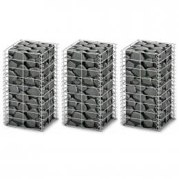 Gabion Set 3 Pcs Galvanised Wire 25x25x50 Cm