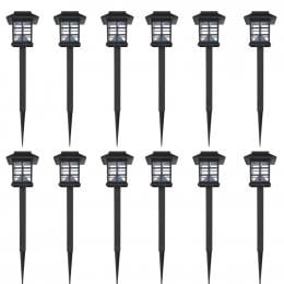 Outdoor Solar Lamp Led Light Set 12 Pcs With Spike 8.6 X 8.6 X 38 Cm