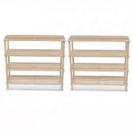 Wooden Shoe Rack 4-tier Shoe Shelf Storage 2 Pcs