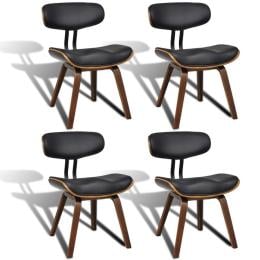 Dining Chairs 4 Pcs Bent Wood And Faux Leather