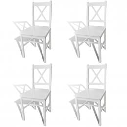 Dining Chairs 4 Pcs White Pinewood