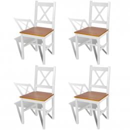 Pinewood Dining Chairs 4 Pcs White