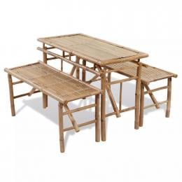 Beer Table With 2 Benches 100 Cm Bamboo