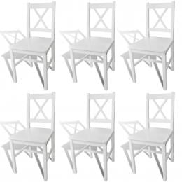 Dining Chairs 6 Pcs White Pinewood