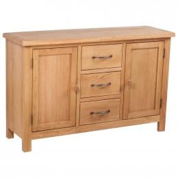 Sideboard With 3 Drawers 110x33,5x70 Cm Solid Oak Wood