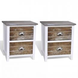 Nightstand 2 Pcs With 2 Drawers Brown And White