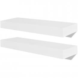 2 White Mdf Floating Wall Display Shelves Book/dvd Storage