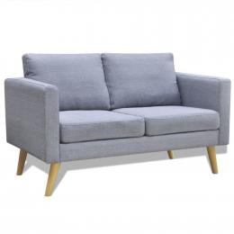 Sofa 2-seater Fabric Light Grey
