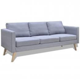 Sofa 3-seater Fabric Light Grey
