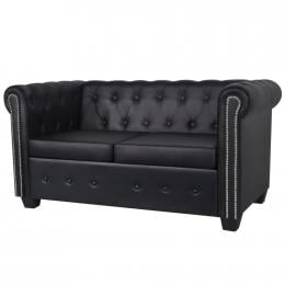 Chesterfield 2-seater Artificial Leather Black